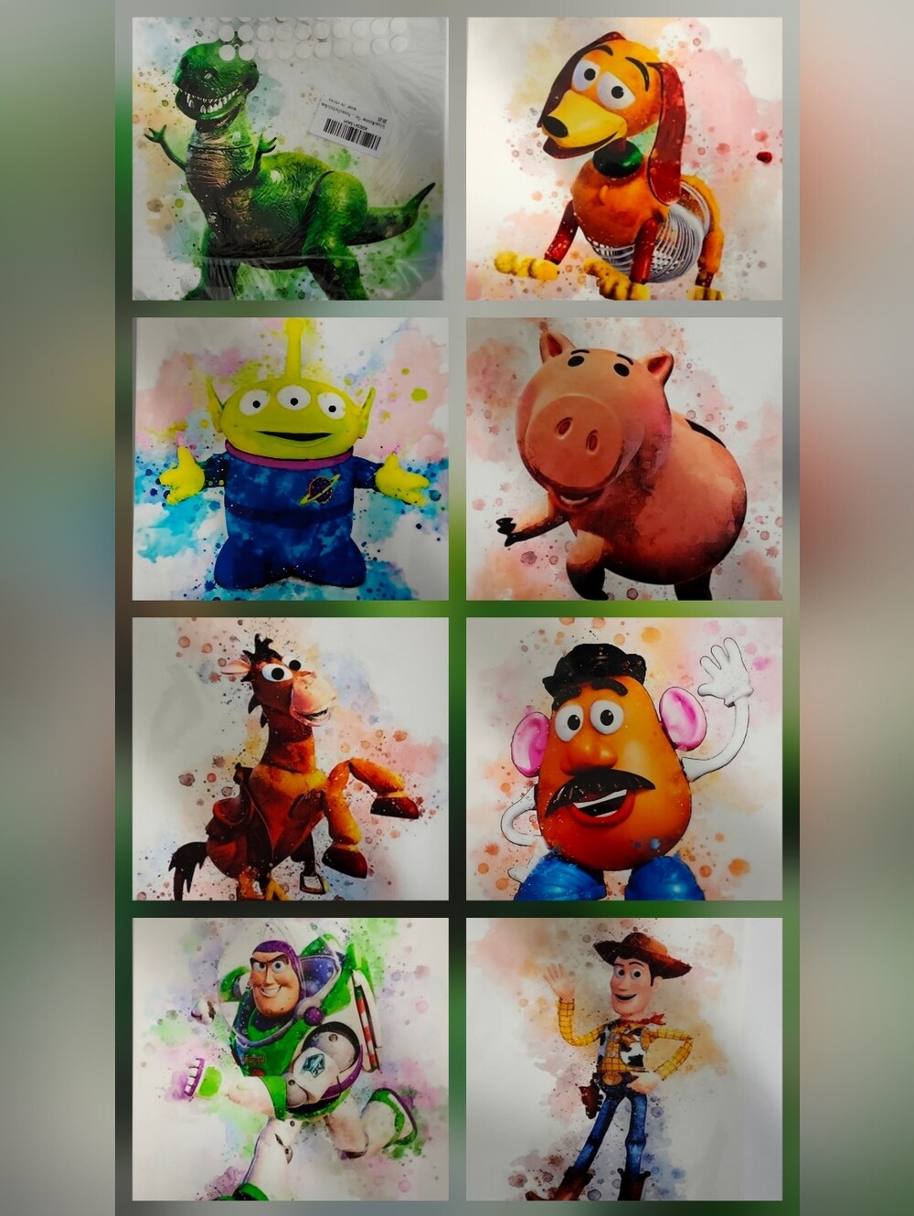8 pack Disney Pixar Toy Story Watercolor Wall Art Prints, approx 8 x 10